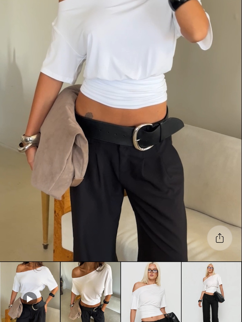 Princess Polly White Off-Shoulder Ruched Crop Top